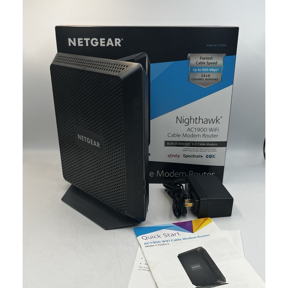 NETGEAR Nighthawk AC1900 Router with DOCSIS 3.0 Cable Modem C7000-100NAS As Is